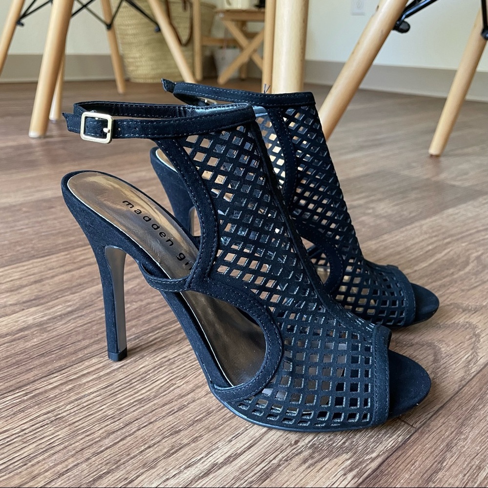 Madden Girl perforated high heels in black